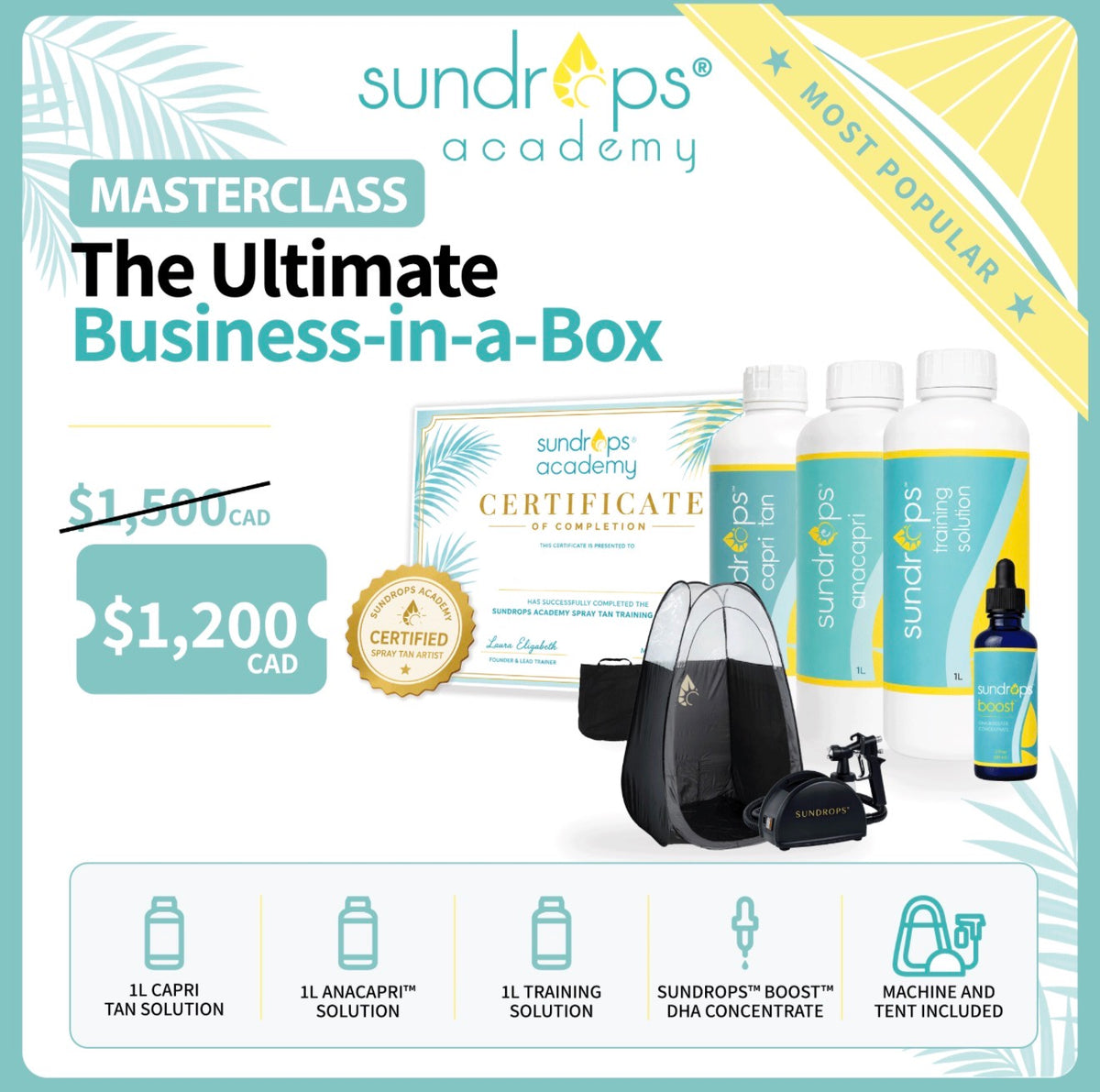 Sundrops Academy Masterclass Spray tan certification business-in-a-box course